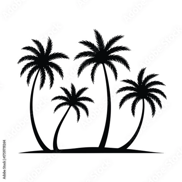 Obraz Stylized silhouette palm trees vector illustration scalable eps icon for tropical beach and summer designs silhouette vector illustration white background