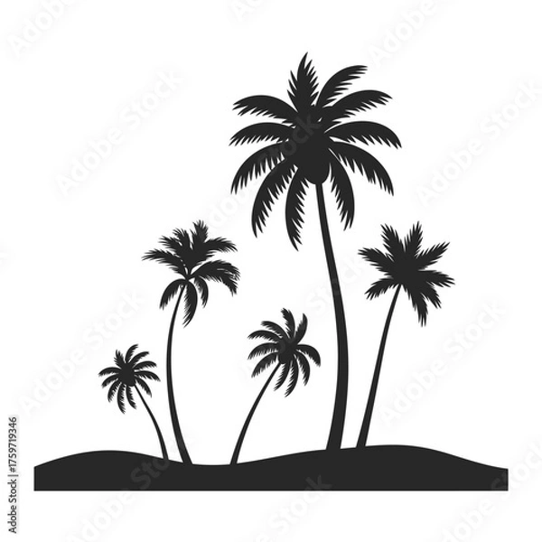 Obraz Silhouette illustration of tropical palm trees vector graphics for scalable eps icon design silhouette vector illustration white background