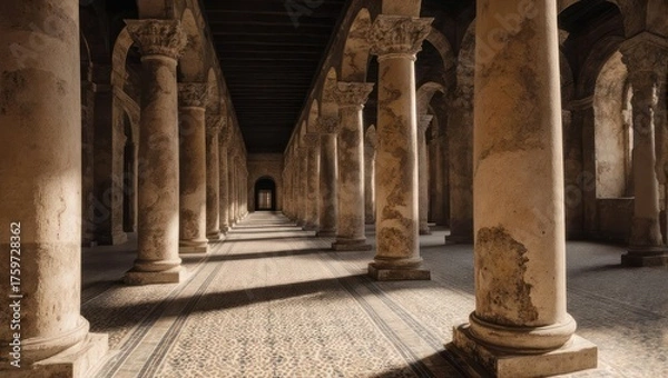 Fototapeta Ancient Roman Ruins - A Corridor of Columns and History.