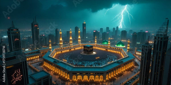 Fototapeta modern city with empty road and skyscrapers in the evening