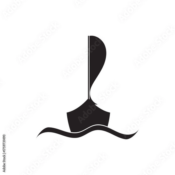 Obraz Modern and minimal boat logo icon, beach island vector template