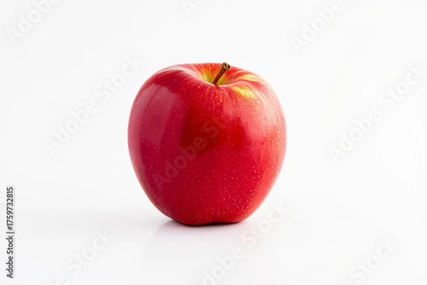 Fototapeta Fresh red apple on a white background showcasing vibrant color and natural shine Generative AI