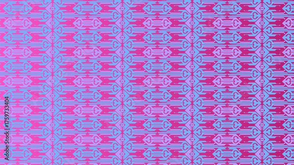 Fototapeta Vibrant Pink and Blue Geometric Seamless Pattern with Futuristic Digital Design