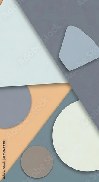 Fototapeta Abstract Geometric Shapes Composition with Soft Pastel Colors and Shadows.