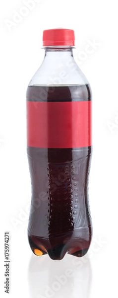 Obraz Plastikowa butelka coli na białym tle na białym tle
