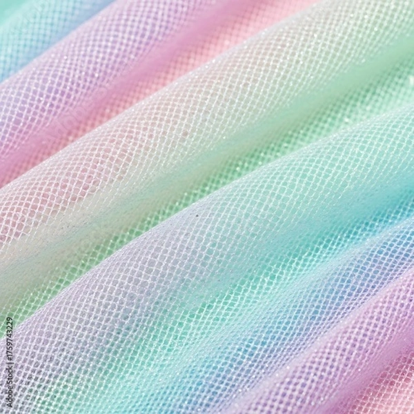 Fototapeta Soft Pastel Rainbow Fabric Texture Close Up, Colorful Cloth.