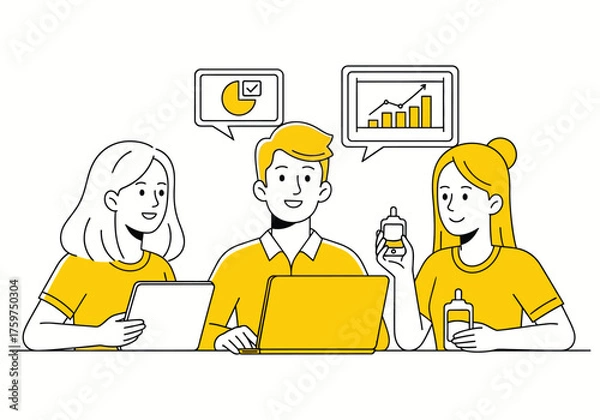 Obraz Team Meeting with Laptops and Charts Business Collaboration and Data Analysis Concept