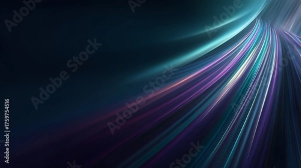 Fototapeta Streaks of colorful light form a futuristic, abstract background.