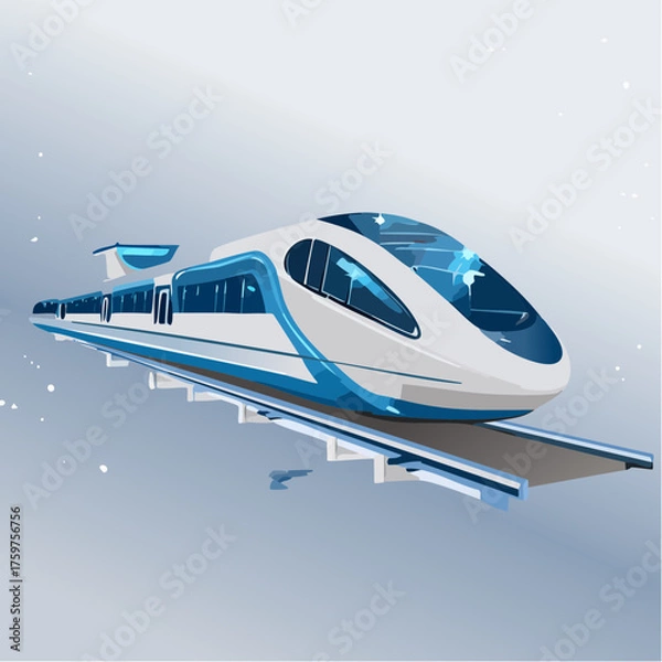 Fototapeta modern high-speed train on tracks