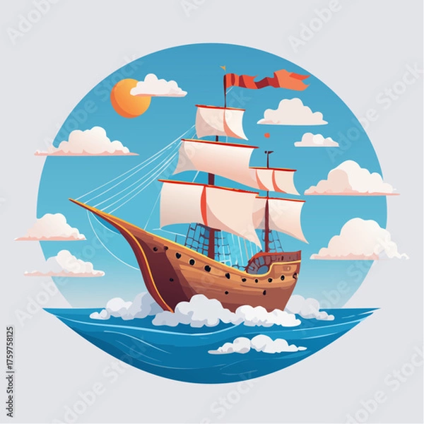 Obraz Old sailing ship on the ocean waves