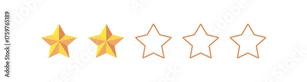 Fototapeta Gold five star rating icon on transparent background. Vector Illustration flat icon with lighted yellow golden and line stars for reviews, feedbacks products and services.