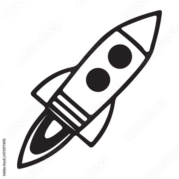 Obraz Illustration of a rocket ship isolated on white background, symbolizing space exploration and technological advancement in a simple design