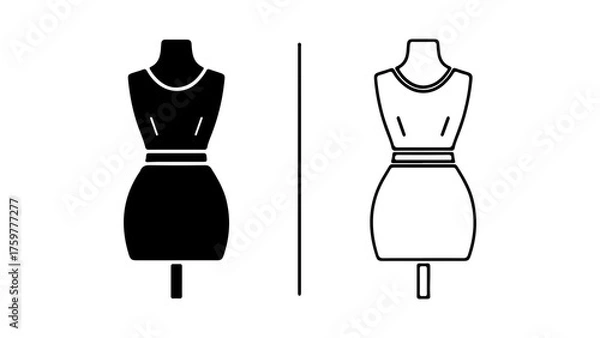 Fototapeta Dress form with outline and solid fill with transparent background