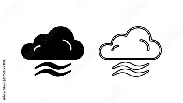 Fototapeta Cloud and waves icon with transparent background