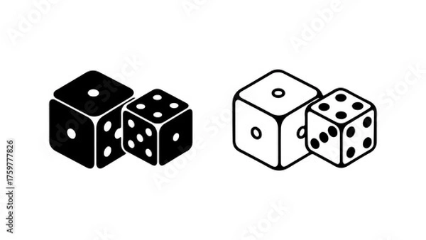 Fototapeta Dice pair flat icons with transparent background