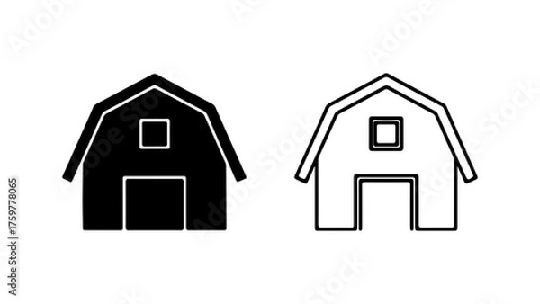 Fototapeta Barn icons with outline and solid fill with transparent background