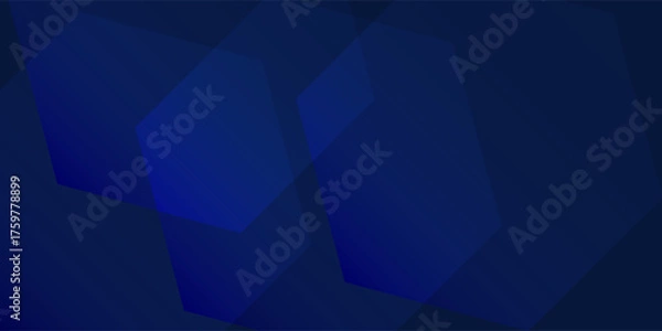 Fototapeta Modern abstract blue geometric background with overlapping transparent polygonal shapes and smooth gradient texture.
