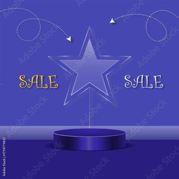 Fototapeta star podium display product glassmorphism design
