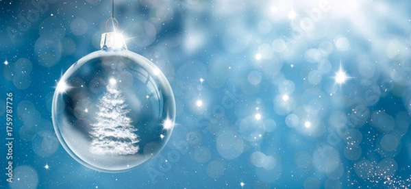 Obraz Gläserene Weihnachtskugel in einer Schneelandschaft