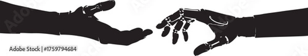 Fototapeta Human Hand Reaching Out to Robot Hand Artificial Intelligence Concept Illustration