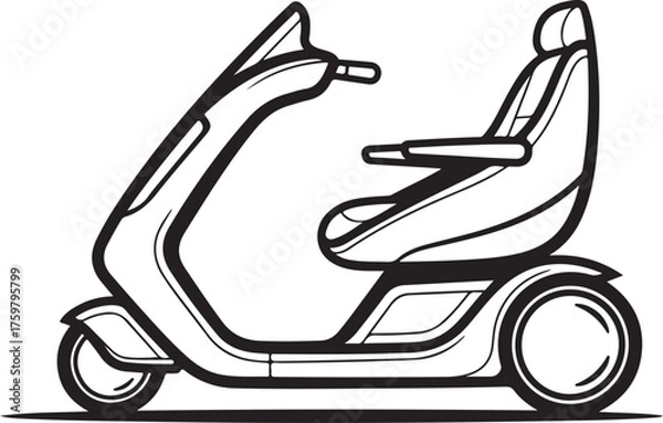 Fototapeta Line Art of Futuristic Mobility Scooter for Personal Transportation Illustration Isolated on White Background