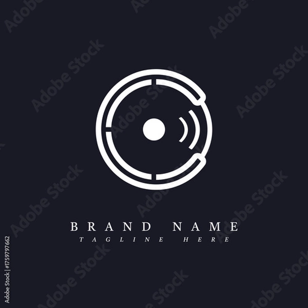 Fototapeta Modern abstract white rounded  logo with a wifi sign