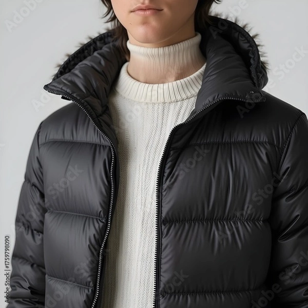 Obraz puffer jacket, down jacket, padded coat, winter clothes, AI Generative