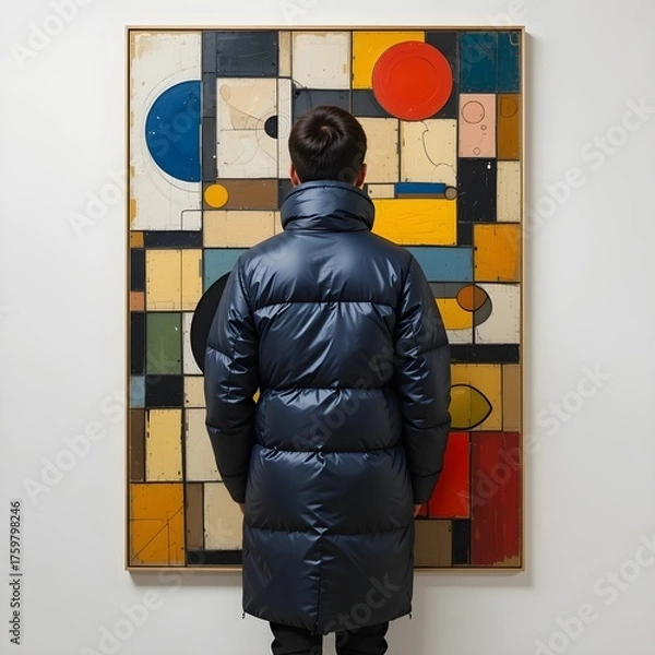 Fototapeta puffer jacket, down jacket, padded coat, winter clothes, AI Generative