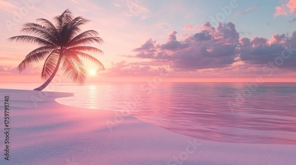 Fototapeta Ultra-realistic 4K photo of the endless white desert scene set against the sea of Miami