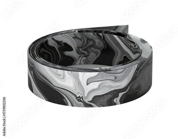 Fototapeta A close-up of a marbled, swirled grayscale band unfurling in a spiral