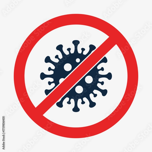 Fototapeta No Virus Symbol – Stop COVID-19, Anti-Bacteria, Health Protection, Safety Awareness Vector Icon