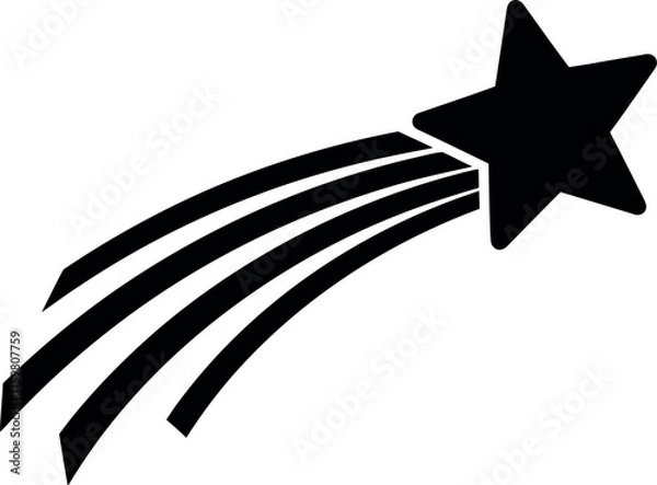 Obraz Silhouette of a shooting star streaking across a white background