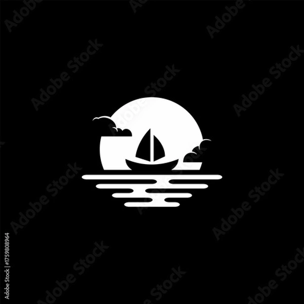 Fototapeta Night Sailboat Vector