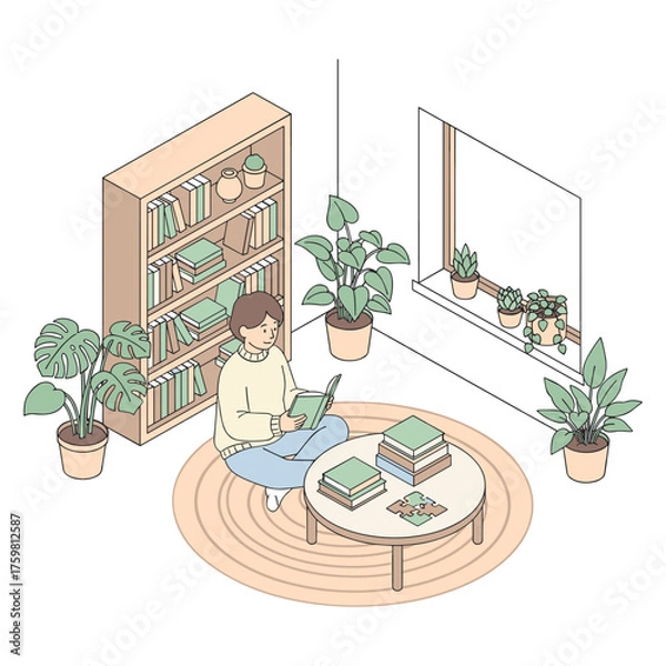 Fototapeta Isometric Reading Vector Illustration