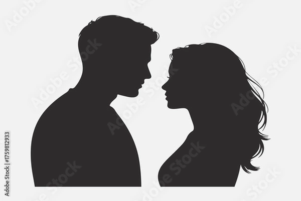 Fototapeta Silhouette of Couple Facing Each Other