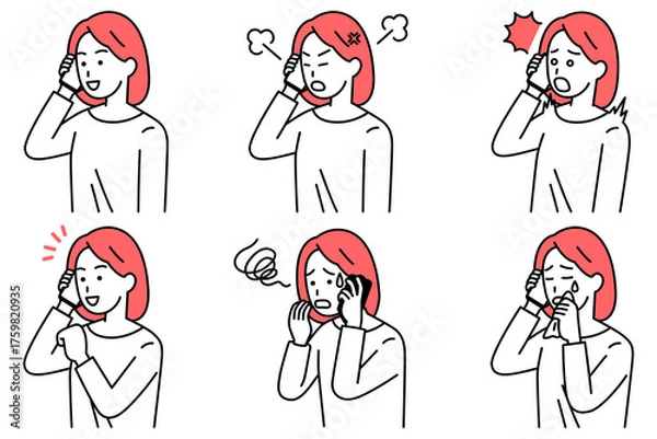 Obraz スマートフォンで通話する若い女性　セット