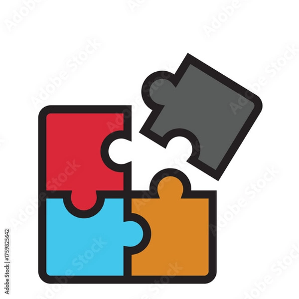 Obraz Puzzles connect, linear icon. Line with editable stroke