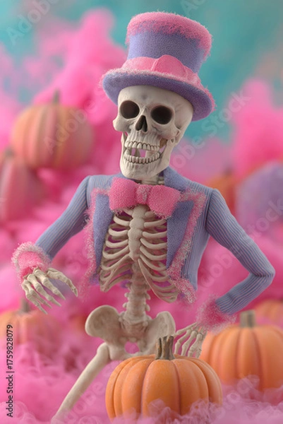 Obraz Halloween pumpkin's  and the bone skeleton