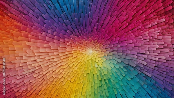 Obraz A vibrant and dynamic explosion of colors emanates from a central point, forming a captivating, artistic display. A photorealistic portrayal of the beauty of art.