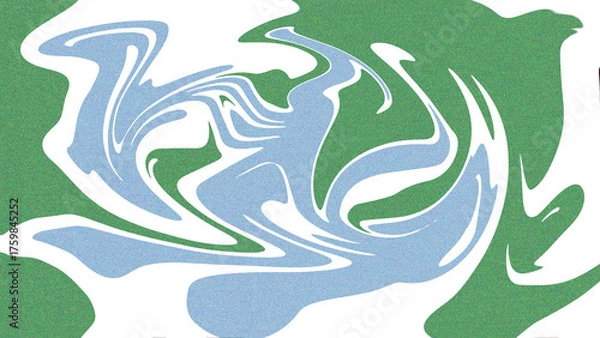 Fototapeta Illustration of abstract fluid art background with green and blue swirling shapes