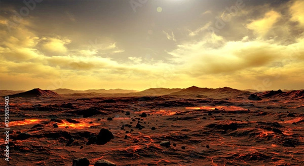 Fototapeta Sunset on a Lava Planet