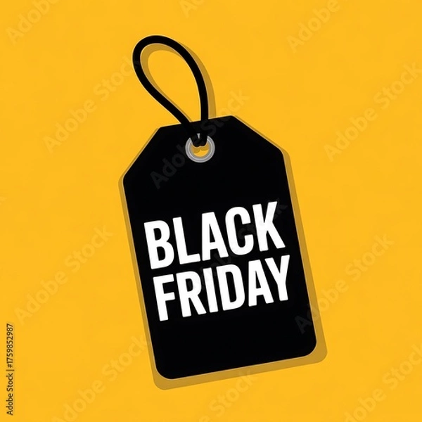 Obraz Bold black friday sale tag with white text on a vibrant yellow background