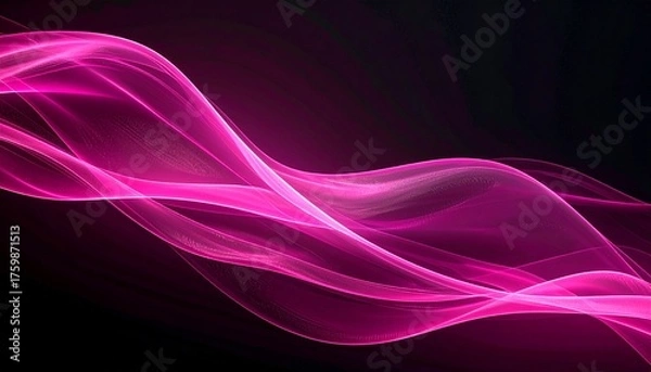 Fototapeta Abstract Pink Waves on Dark Background Ethereal Flowing Energy and Elegant Design for Modern Art and Backgrounds.
