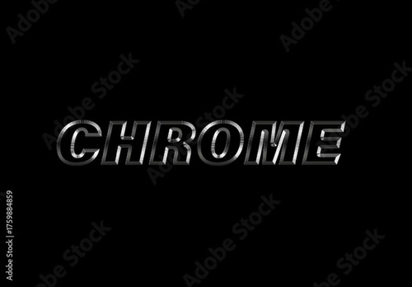 Fototapeta Silver Chrome Text Effect Metallic Stroke Outlined Font