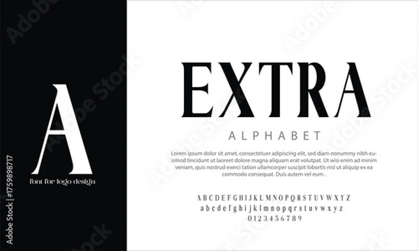 Fototapeta extra_serif vector alphabet font for logo design