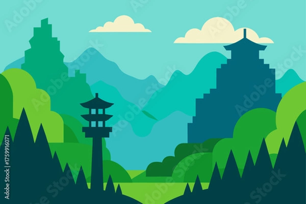 Fototapeta landscape with trees