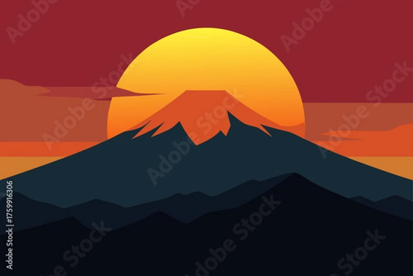 Fototapeta sunset over the mountains