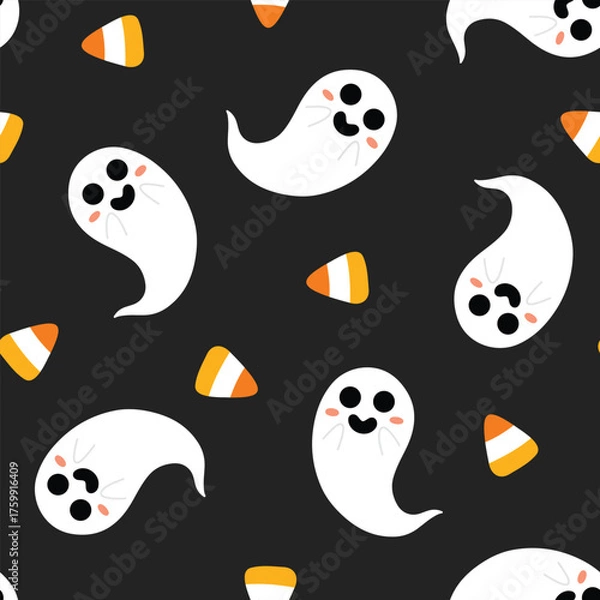 Fototapeta halloween seamless pattern with ghosts