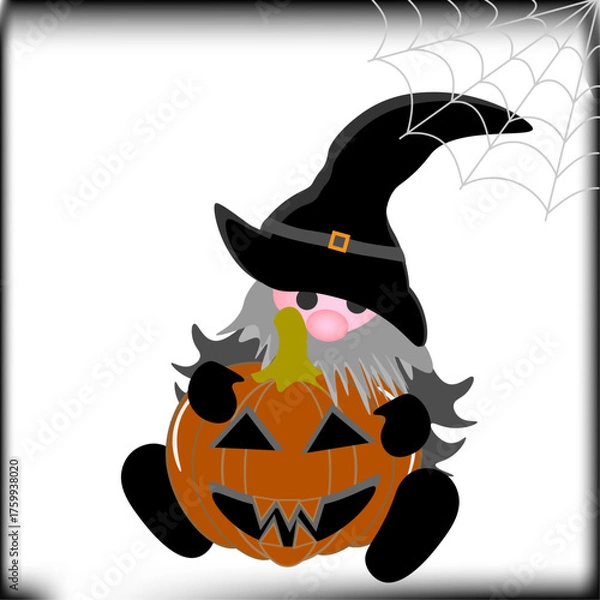 Obraz halloween pumpkin with  gnome