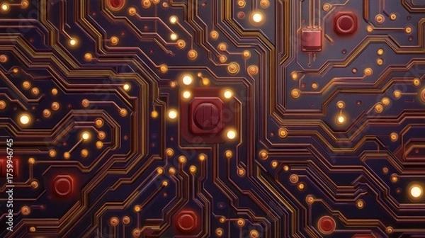 Obraz Exploring circuitry design technology lab digital art abstract environment aerial view innovation concepts